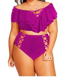 High Waist Ruffle Bikini with Cutouts